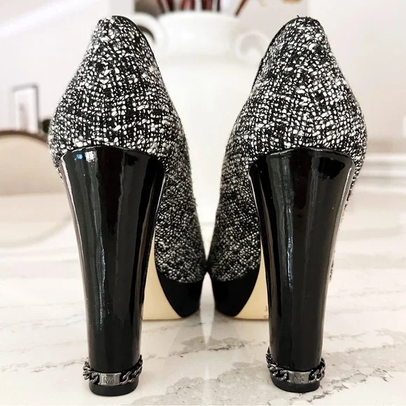 Michael Kors Sabrina Chain Heel Tweed Pumps - Picture 13 of 15